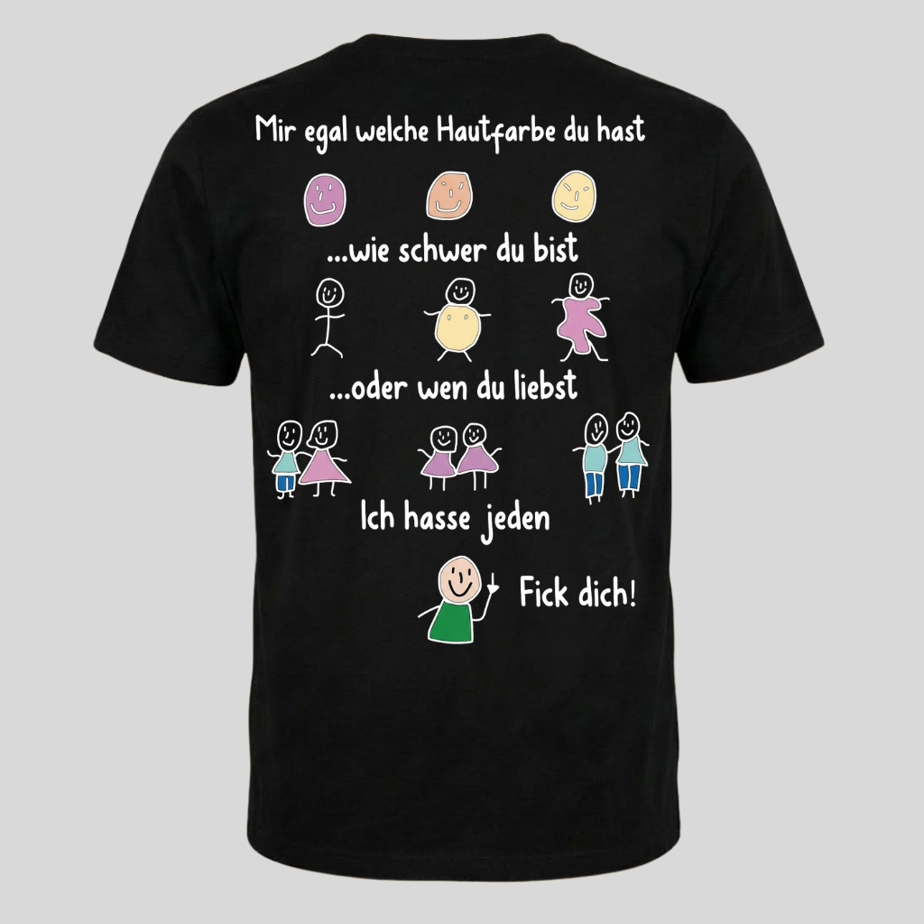 Ich hasse jeden – Fick Dich! | Lustiges Sarkasmus T-Shirt, Sweatshirt & Hoodie mit Rückenprint