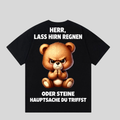Schwarzes T-Shirt mit Spruch „Herr, lass Hirn regnen“