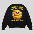 Schwarzer Pullover mit Spruch „Und jetzt atmen alle mal tief ein“