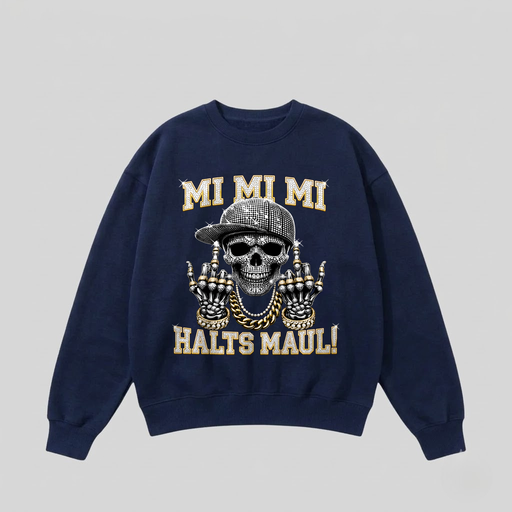Navyblauer Pullover mit Spruch „Mi Mi Mi – Halts Maul!“